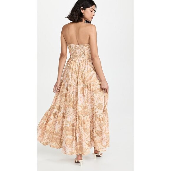 💕ZIMMERMANN💕 Moonshine Andie Tie Front Linen Maxi Dress ~ Sepia Floral Print 2 - Picture 8 of 16